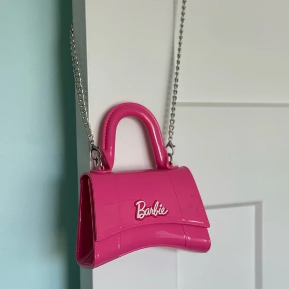 💖 BARBIE Mini Pink Jelly Chain Crossbody Bag Purse - Picture 5 of 9